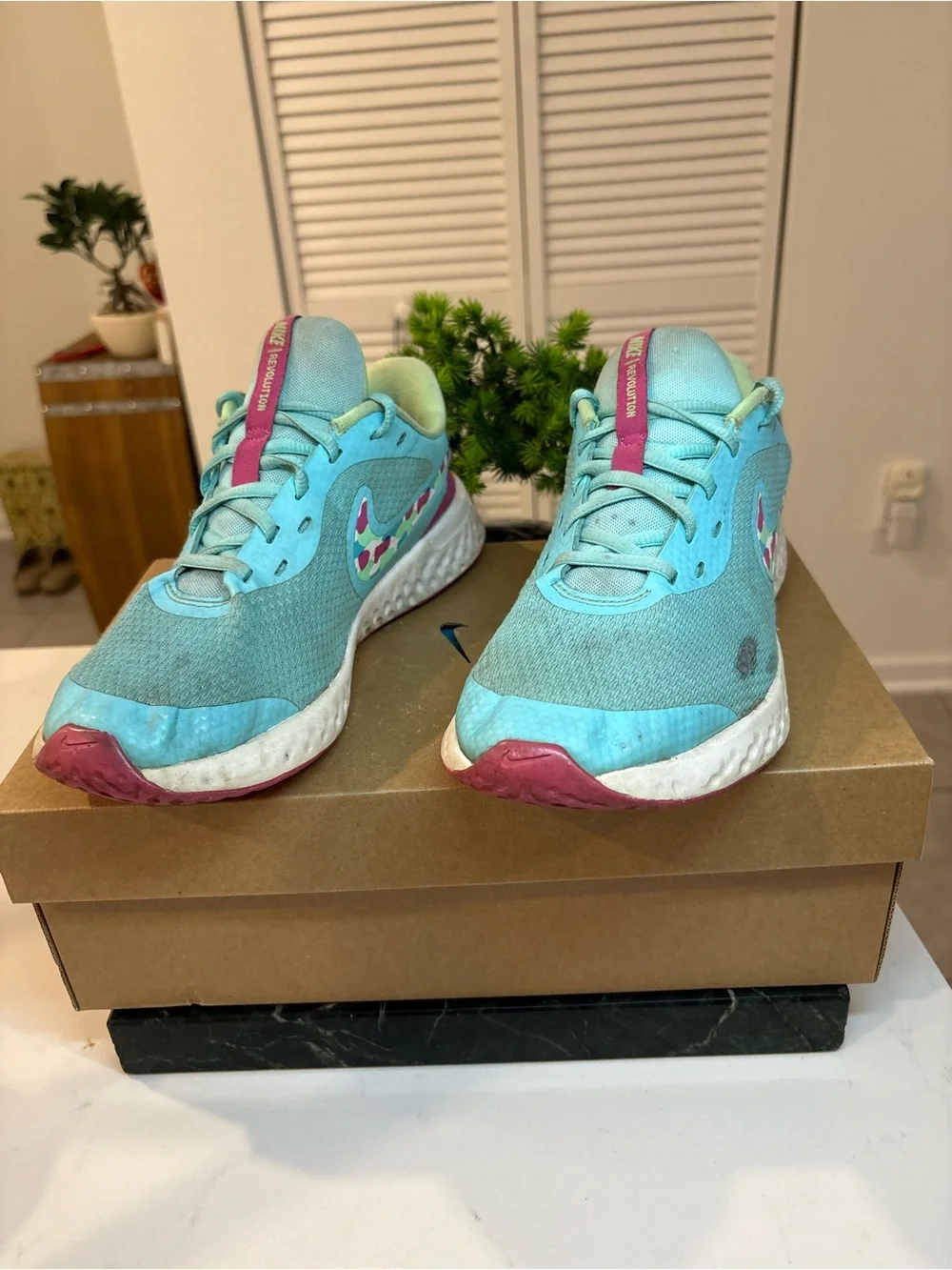Nike Revolution Teal Running shoes size 7Y